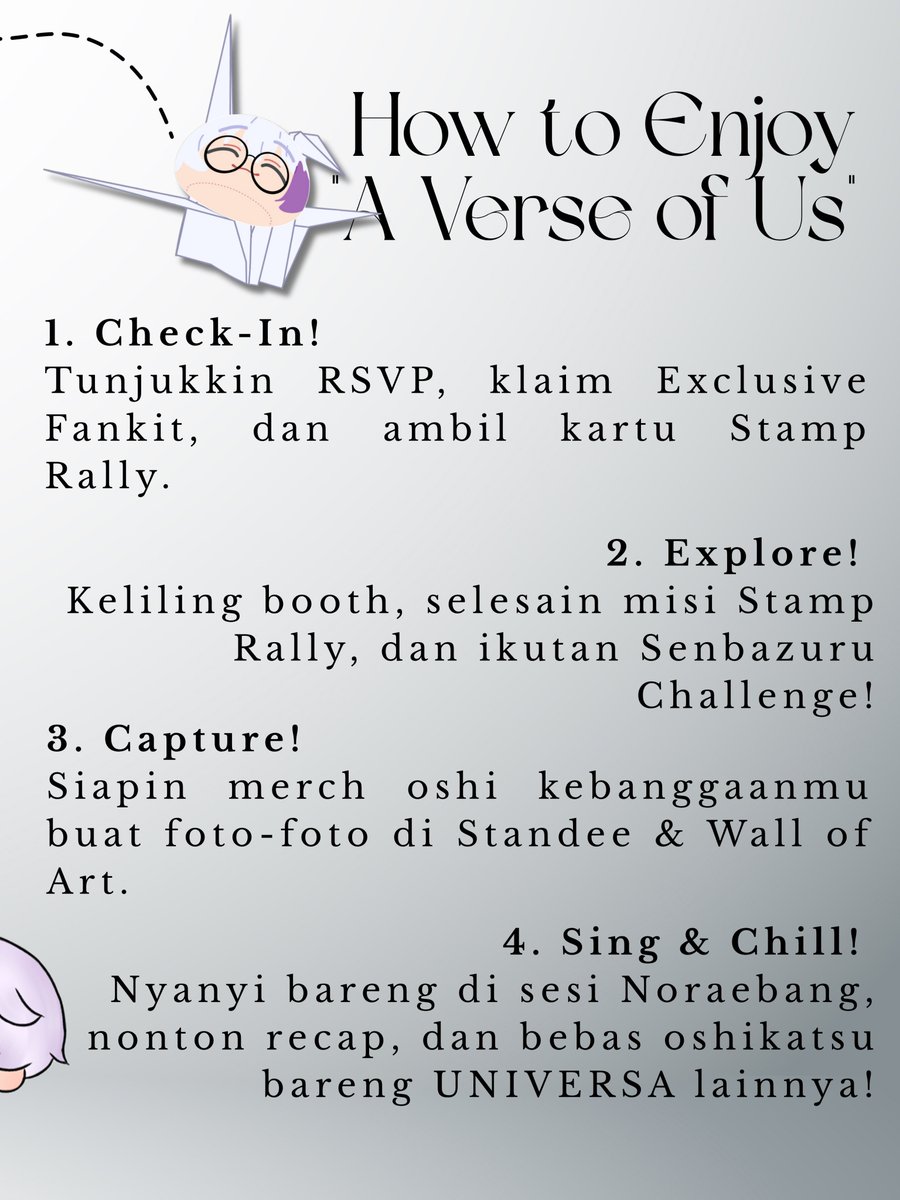 universubay's tweet photo. ใ๐๐๐๐๐ ๐ง๐๐ ๐๐๐๐ก๐๐ใ
โ๐๐๐๐
๐๐๐
Ini dia rangkaian acara nanti! Jangan sampai ketinggalan sesi yang kalian minati yaa ๐ซถ
#AVerseOfUs #OurFirstVerse https://t.co/ijQ4NGFrU3