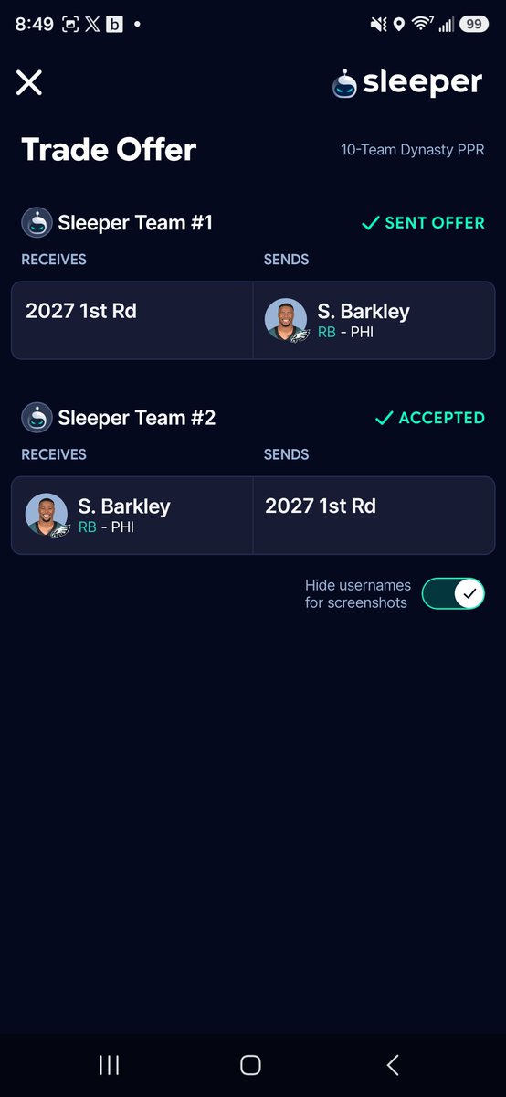 skol_spears's tweet photo. @GuruFantasyWrld Made these yesterday. 1 QB, PPR, no premiums. Started 0-2 w/ T Law, Sabers, Golden on squad still https://t.co/ZFPuRmiVfG