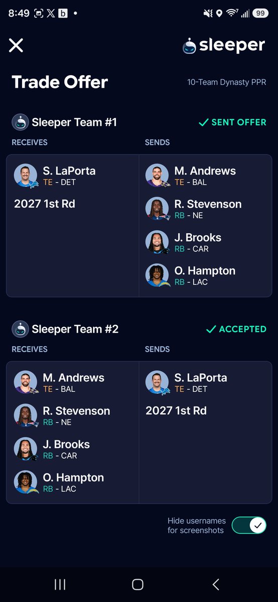 skol_spears's tweet photo. @GuruFantasyWrld Made these yesterday. 1 QB, PPR, no premiums. Started 0-2 w/ T Law, Sabers, Golden on squad still https://t.co/ZFPuRmiVfG