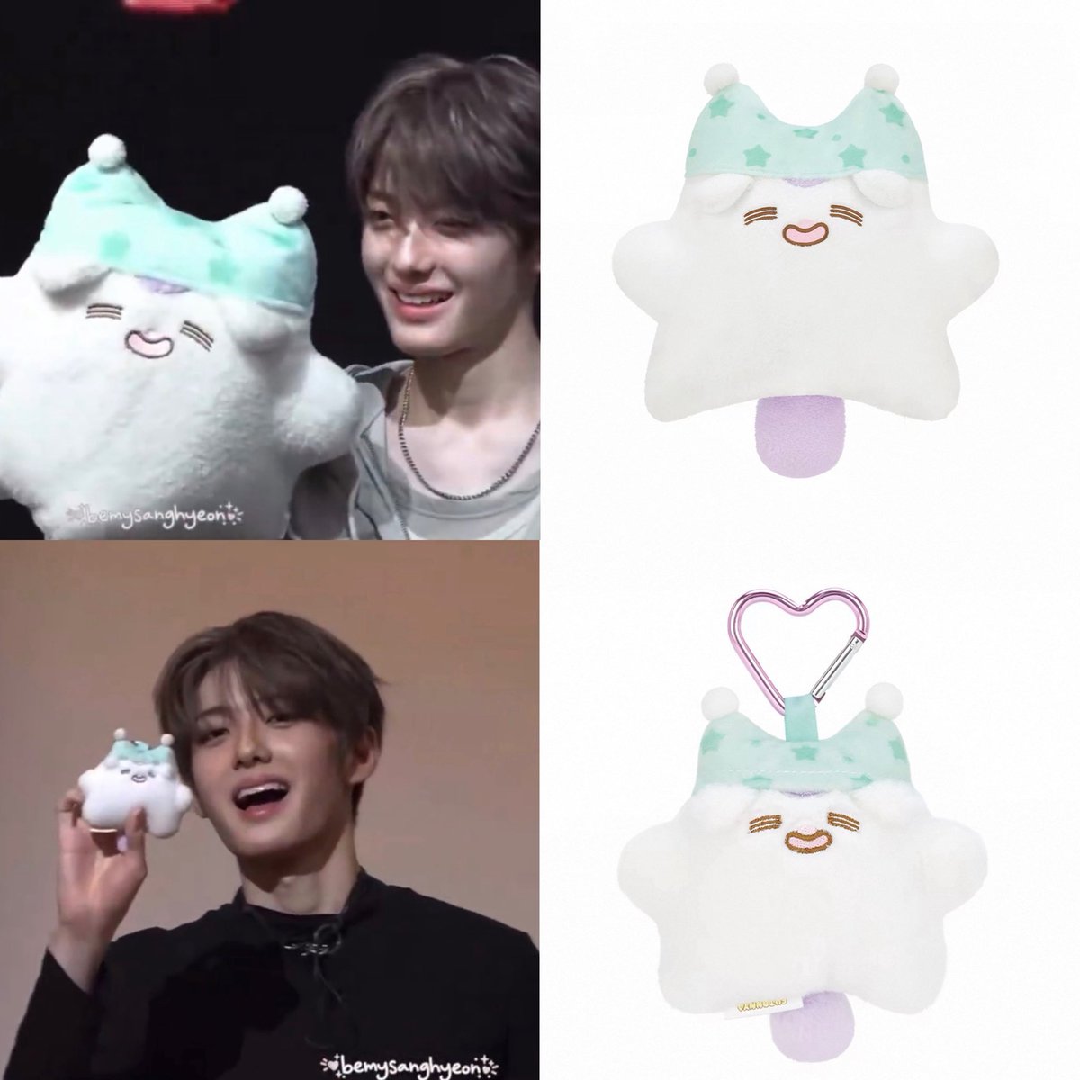 donatbaekgu's tweet photo. sanghyeon once said he wanted futonnya to get more famous so there would be more merch for him to collect 🥺🩵 

hope sanrio restocks the keyring too because so many baekgudan want one but its already sold out ㅠㅠ https://t.co/o0lLuOp6ey