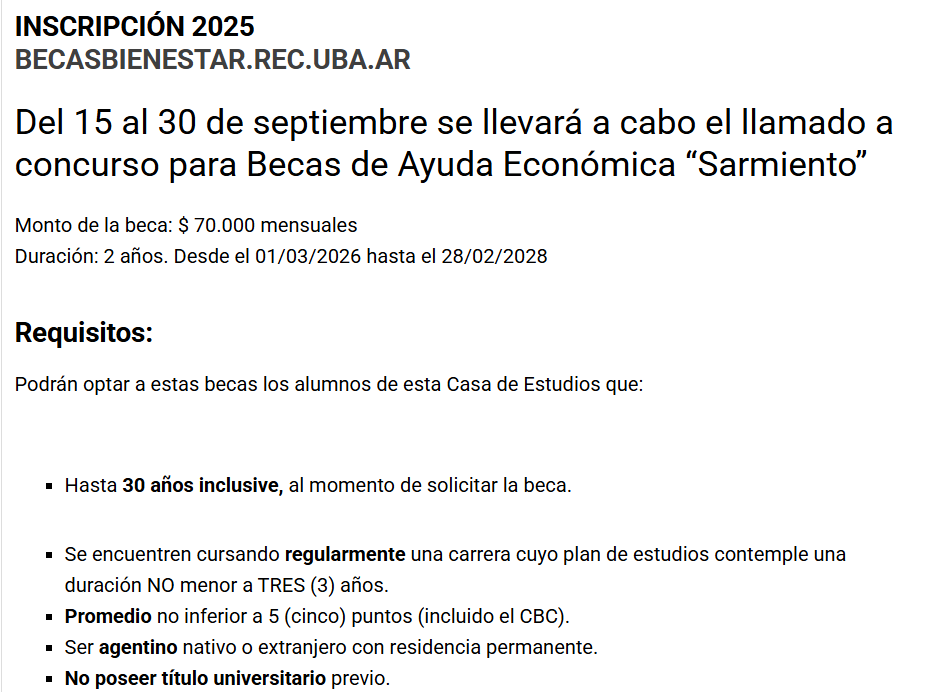 liberalismo30's tweet photo. Los estudiantes extranjeros de la UBA no solo pueden estudiar gratis, sino que además son elegibles para las Becas Sarmiento que ofrece la Universidad. Quienes cumplan con los requisitos podrán cobrar $70.000 mensuales durante dos años, un total de $1.680.000. https://t.co/M3VANZz0jL