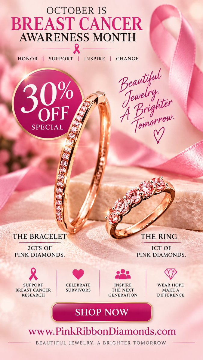 MichaelLitvack's tweet photo. October is Breast Cancer Awareness Month 
For a limited time, enjoy 30% OFF
Beautiful jewelry with a beautiful purpose.
Shop the 30% OFF October Special:
https://t.co/Ecbmut8EQX⁠�
#BreastCancerAwarenessMonth #BreastCancerSurvivor #SurvivorStrong #BreastCancerAwareness #ShopPink https://t.co/qfNgPQkEAj