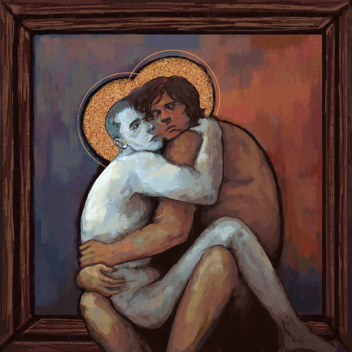 etrnlsolitude's tweet photo. how lucky we are to need each other in this way//you melt me
---
HUMAN PALEGUN!!! inspired by Carlos Blanco Artero "Hug" and Judas's kiss
+fooled around with some effects
i missed drawing dramatic stuff from Misha's (humantruder's) perspective ◉⁠‿⁠◉
#noimnotahuman #palegun https://t.co/pPCzGbik8D