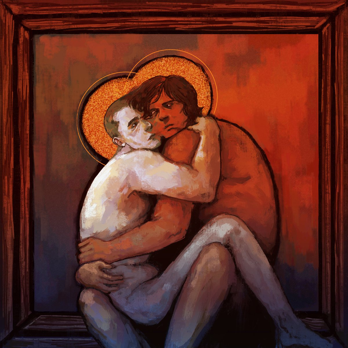 etrnlsolitude's tweet photo. how lucky we are to need each other in this way//you melt me
---
HUMAN PALEGUN!!! inspired by Carlos Blanco Artero "Hug" and Judas's kiss
+fooled around with some effects
i missed drawing dramatic stuff from Misha's (humantruder's) perspective ◉⁠‿⁠◉
#noimnotahuman #palegun https://t.co/pPCzGbik8D