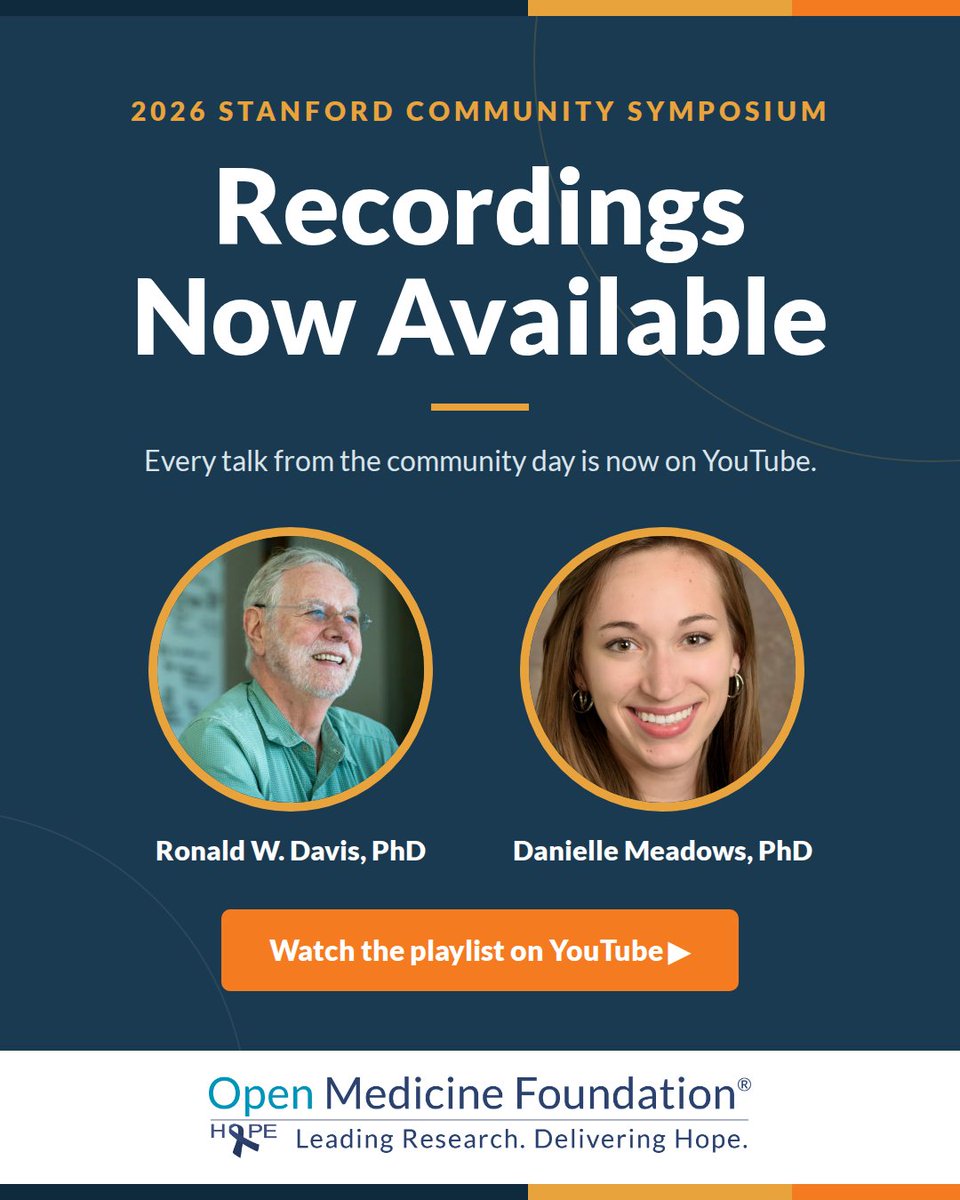 OpenMedF's tweet photo. The 2026 Stanford Community Symposium recordings are now on YouTube.

Every talk is now online, including Danielle Meadows, PhD, OMF's VP of Research Programs and Operations, on the clinical trial landscape in ME/CFS and Long COVID.

▶️ https://t.co/sLNzeIFBFJ https://t.co/mUrgwSM2Wd