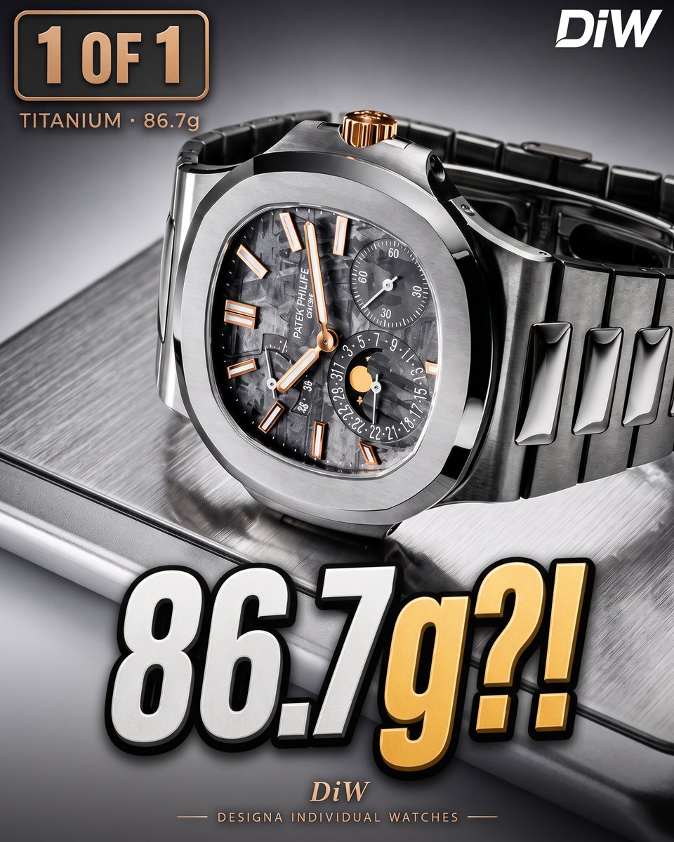 WorldtimerDiW's tweet photo. Discontinued Patek 5712 Nautilus REBORN in Titanium and Meteorite Dial, Only 86.7g by DiW
.
#DiW #patekphilippe #meteoritedial  #PatekPhilippeNautilus #patek5712 #nautilus #patekaholic #luxurytimepiece #customwatch  #titaniumwatch #uniquewatch #moonphase #PP https://t.co/B4Dc69YePS