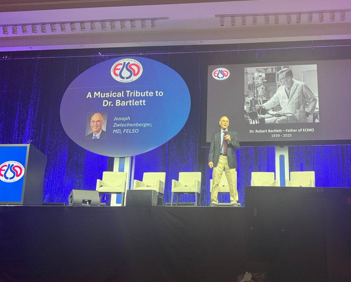 ELSOOrg's tweet photo. Celebrating Dr Robert Bartlett, father of #ECMO at #ELSO2026
🎶 musical tribute by J Zwischenberger 
💡 Bartlett Lecture by P O'Rourke: be curious, tenacious &amp; collaborative as Dr B has been!
💡 lecture on spirit of innovation/legacy that he left us by N Barrett
Thank you Bob! 🙏🏻 https://t.co/J7b5tMgrbL