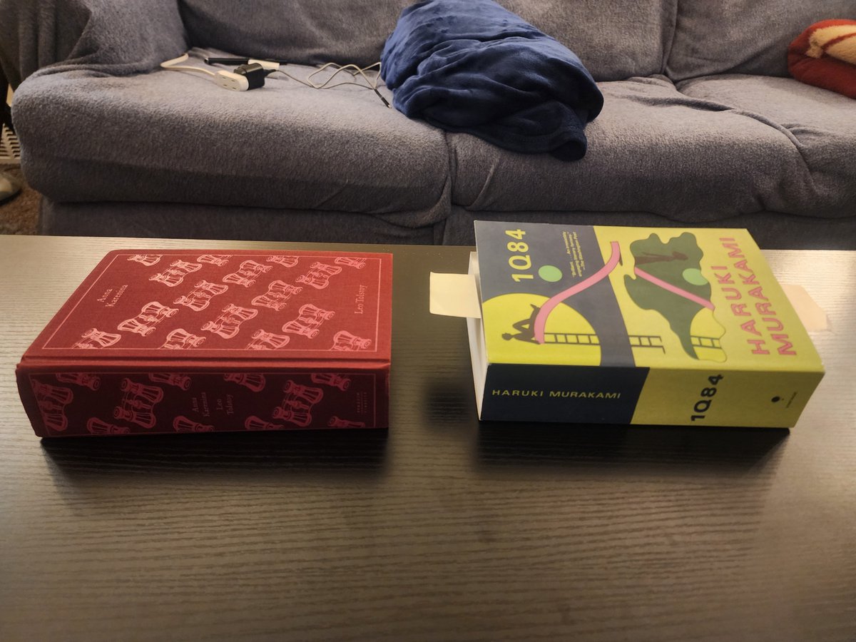 Nathananaaa's tweet photo. Big books.

#tolstoy #murakami https://t.co/zotCVz5ZyJ