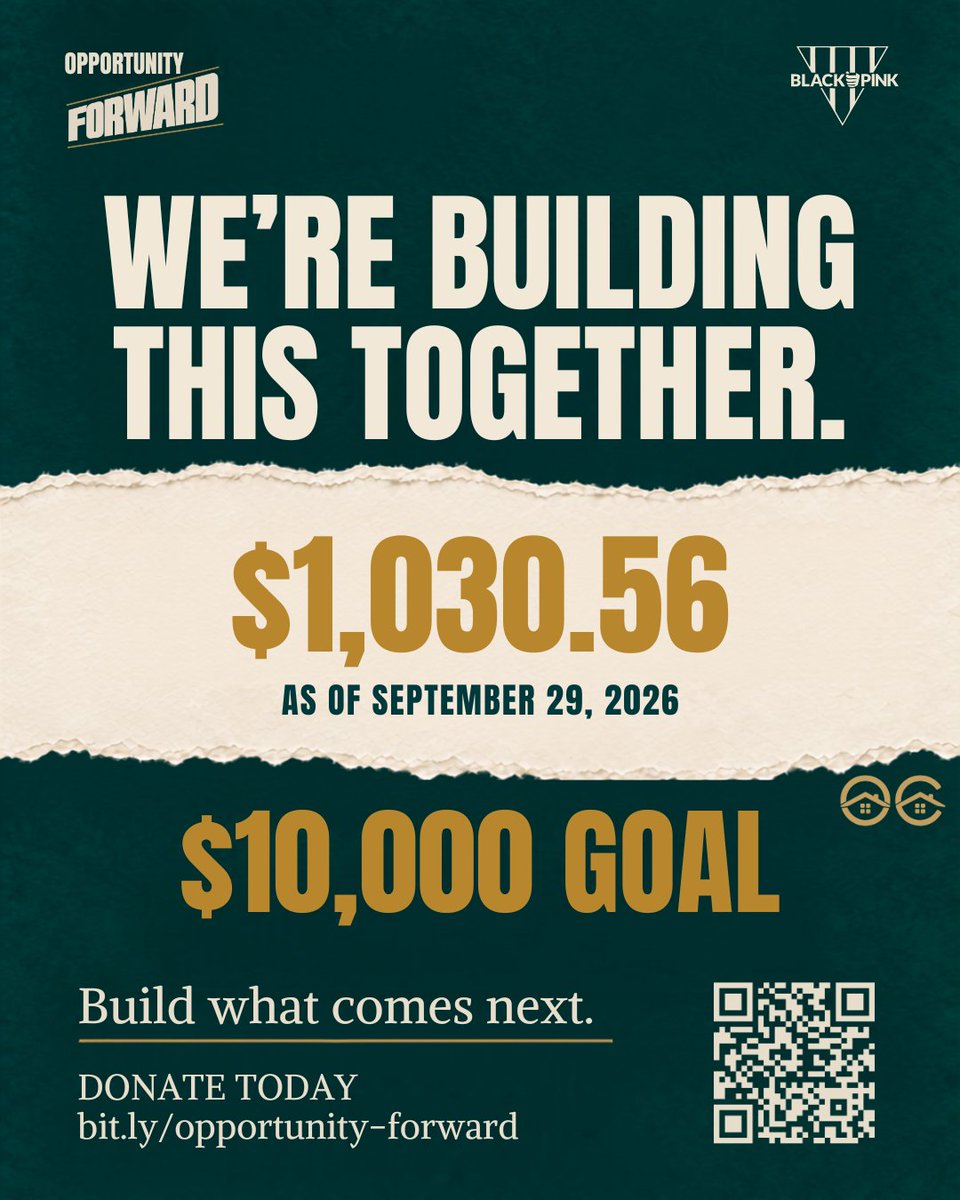 BLACKandPINKorg's tweet photo. We’ve raised $1,030.56 toward our $10,000 Opportunity Forward goal. That support helps provide meals, emergency assistance, job and housing connections, and other resources at Opportunity Campus.

We still need y’all.

Scan the QR code or give at https://t.co/K96jISpeXz https://t.co/OJcAnK3wXB