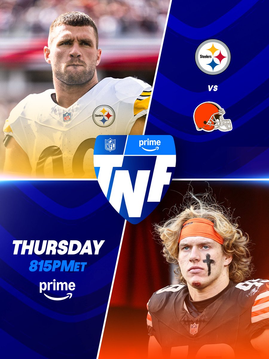 An AFC North rivalry takes the spotlight on TNF 😤

PITvsCLE – Thursday 8:15pm ET on Prime Video
Stream on @​NFLPlus 
 [📷](https://pbs.twimg.com/media/HTY62CiW