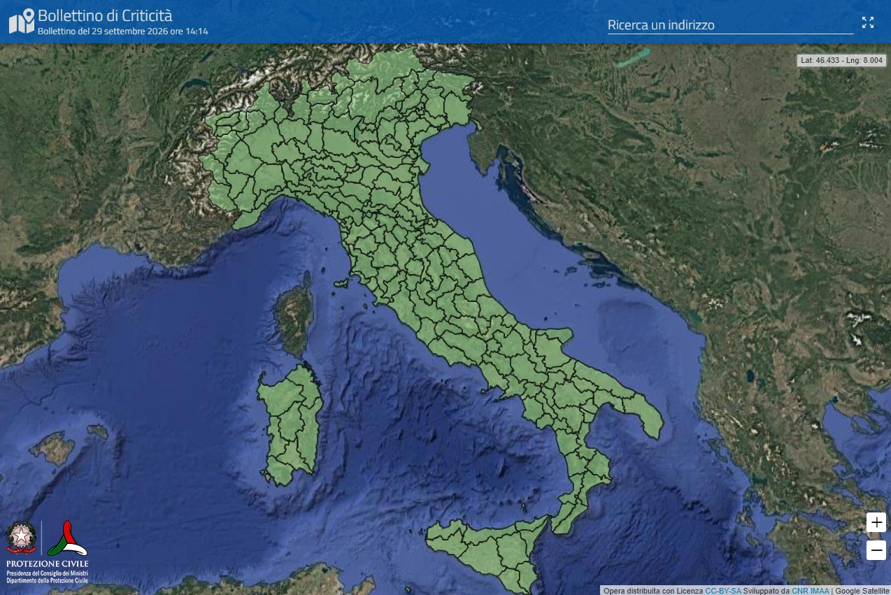 Mappa bollettino di criticità e allerta 