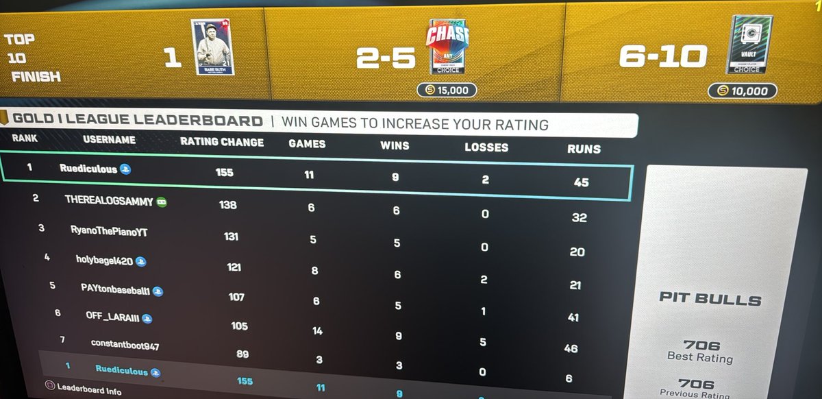 Ruedoggy's tweet photo. @Avionx773 I played one more and got a mercy 😂😂 they only giving me +18 for wins, even a mercy so I said fuck it if someone takes the spot I’ll run another til then it ain’t worth it https://t.co/t6Bn5mUfpQ