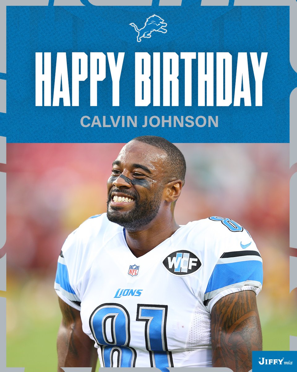Lions's tweet photo. Happy birthday, @calvinjohnsonjr! 🥳 https://t.co/scFcFCamJ1