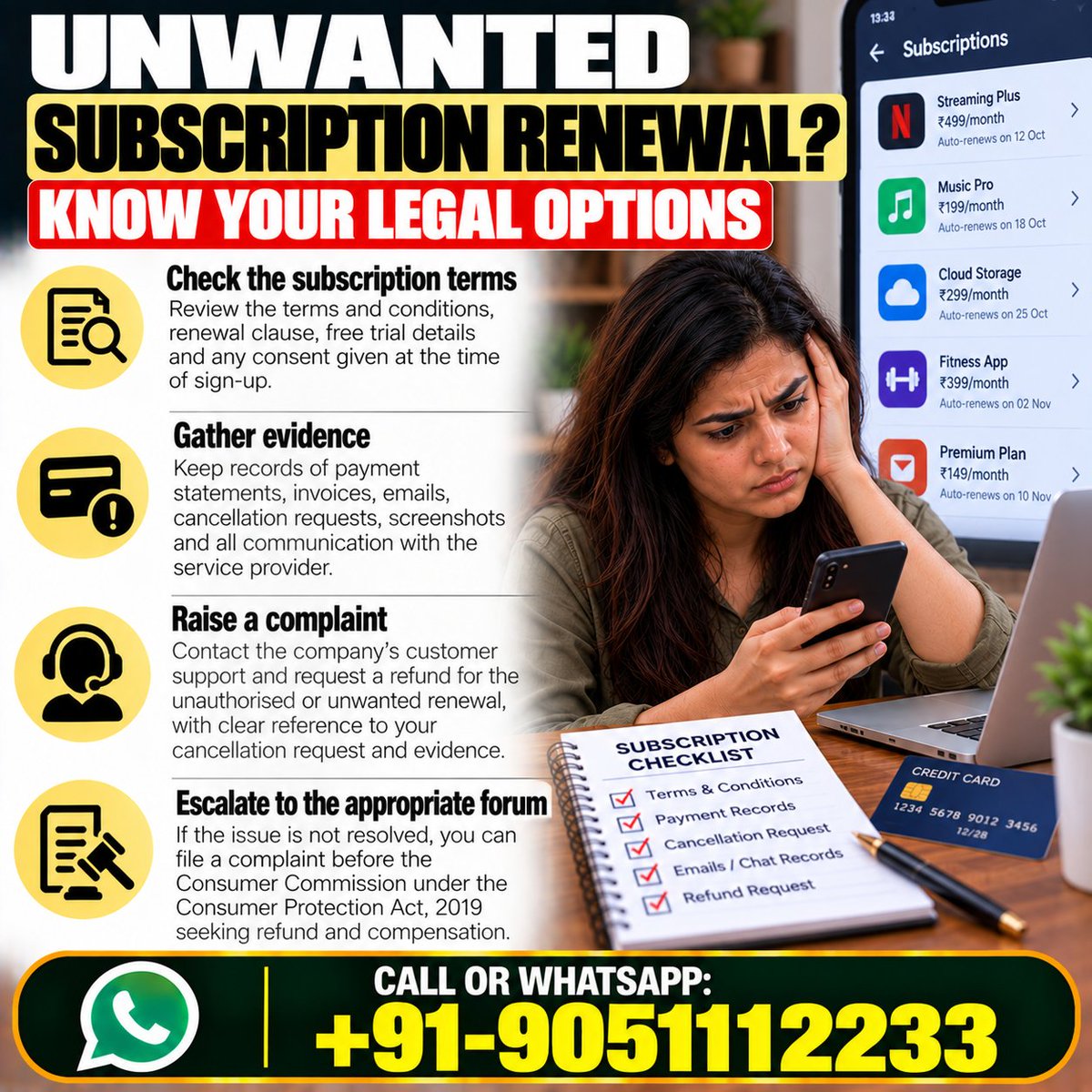 drakmphd's tweet photo. Can a customer dispute an automatic subscription renewal they did not intend to continue? 
Call or WhatsApp: +91-9051112233 
#ConsumerLaw #DigitalPayments #ConsumerRights https://t.co/aefcOS46EF
