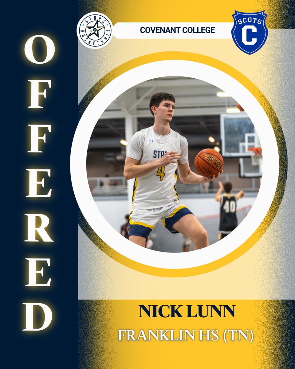 StarsNash_MBB's tweet photo. Congratulations to 2027 STARS Athlete and Franklin HS (@wcsFHSHoops) senior Nick Lunn (@nicklunniv) on his recent offer from Covenant College (@ScotsMBB). 

Proud of you, Nick! https://t.co/8qgJBVHkzV