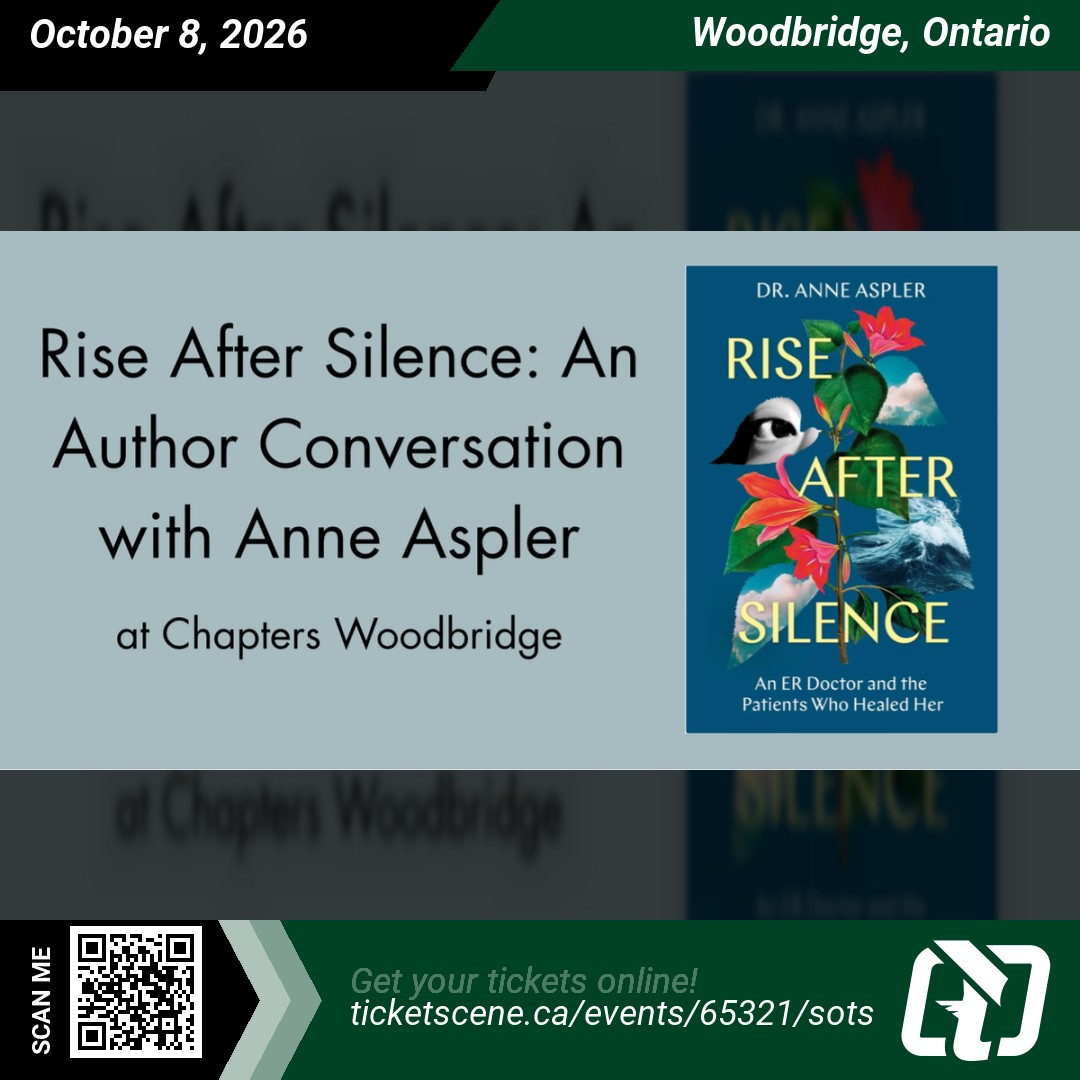 Ticketscene's tweet photo. Indigo Books & Music presents Rise After Silence: An Author Conversation with @anneaspler at Chapters Woodbridge on Thursday, October 8, 2026.
Get your tickets online - https://t.co/YDoLJSpl6y
#RiseAfterSilence #AnneAspler #AuthorEvent #WoodbridgeON https://t.co/KtnhsHi0Cg