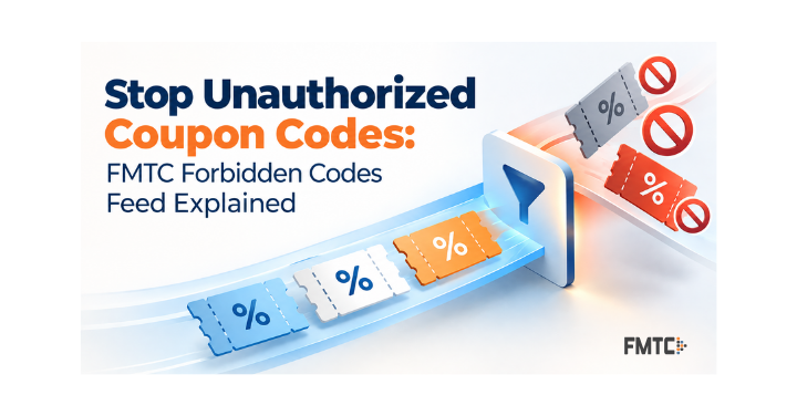 FMTC_co's tweet photo. Not every coupon code is meant to be published.
FMTC’s Forbidden Codes Feed helps publishers automatically identify and filter unauthorized codes before they go live.
Learn more: https://t.co/BgaxroGmdi
#AffiliateMarketing #CouponCodes #AffiliateAPI https://t.co/iGuhT8KfDQ