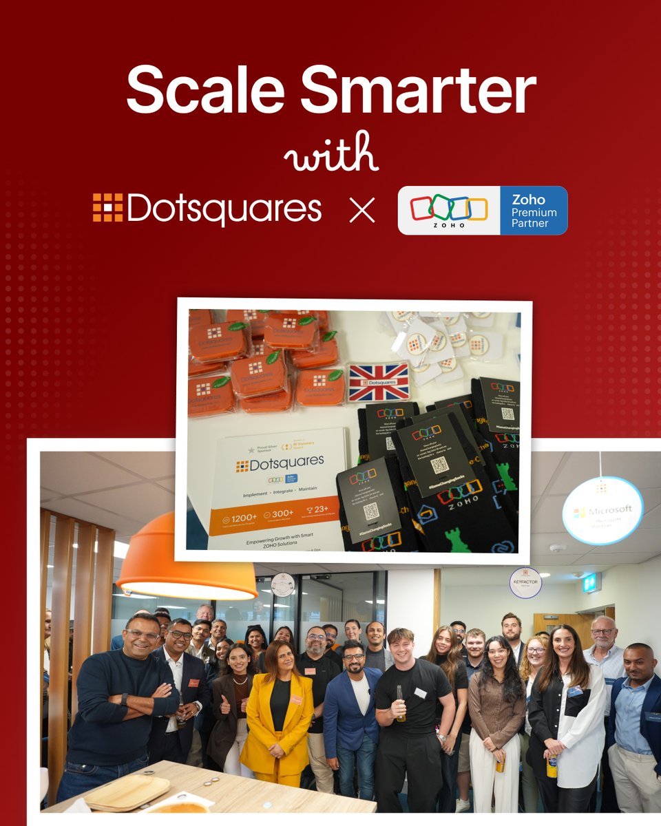 dotsquares's tweet photo. Last week, we brought together an inspiring mix of people, ideas and conversations at Scale Smarter with Dotsquares × Zoho. 

From insightful client stories and discussions around AI to new connections and plenty of great conversations, it was an afternoon packed with energy and inspiration.

A big thank you to everyone who joined us and helped make the event such a success. Here’s a little look back at the day. 

#ScaleSmarter #Dotsquares #Zoho #AI #BusinessGrowth #DigitalTransformation #Networking #UKBusiness #B2B #TechEvents