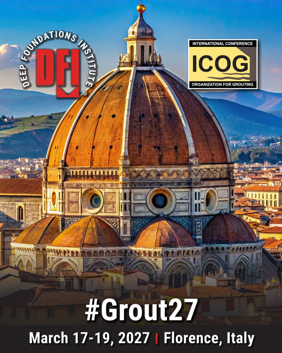 DFI_Tweets's tweet photo. ✈️ Grab your passports!
Registration is officially open for #Grout27! Join industry leaders, innovators and changemakers from around the world for this not-to-be-missed event!
▶️ https://t.co/jJd2jb3XTo
#deepmixing #grout #geotech #deepfoundations https://t.co/v3i9fpKEec