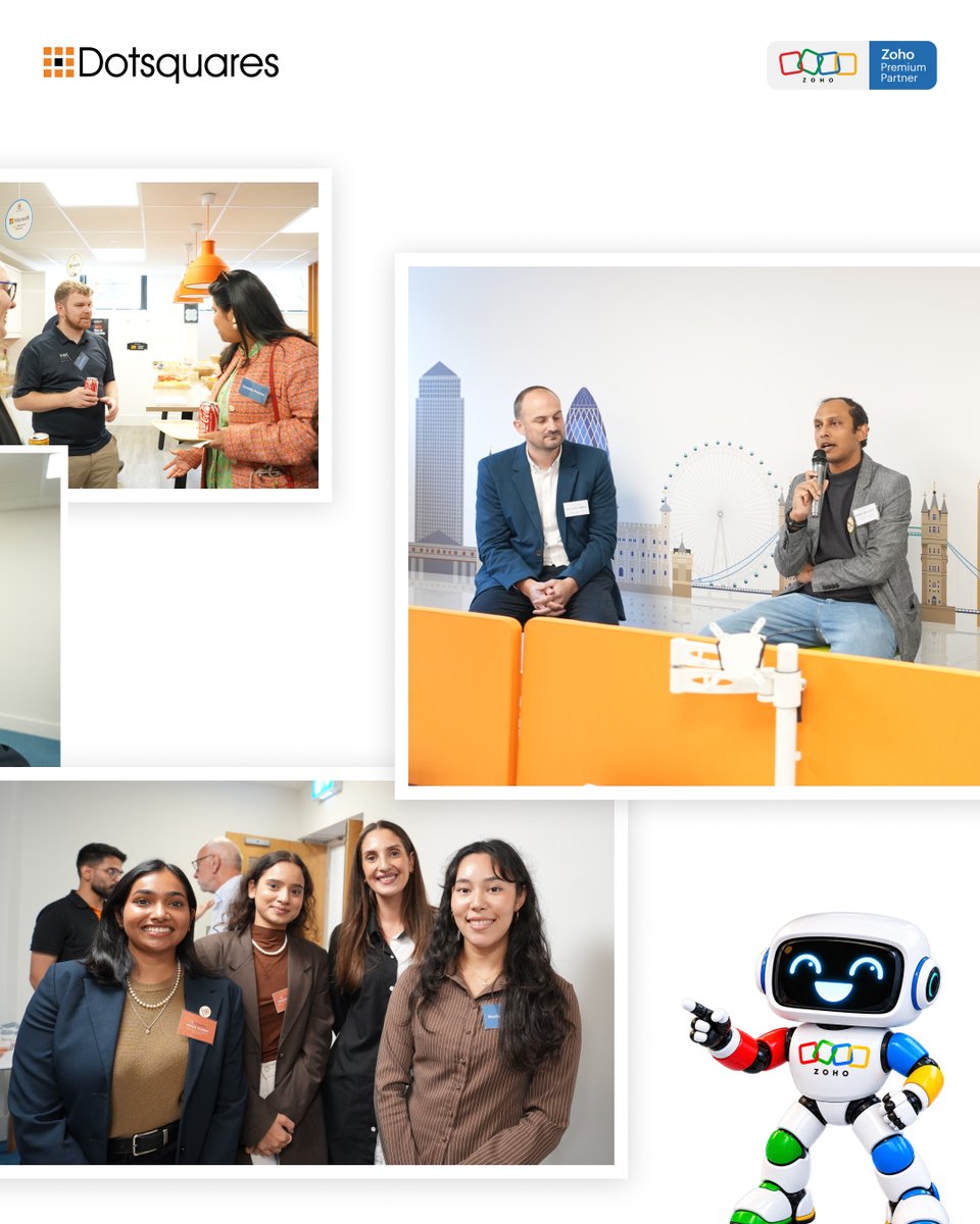 dotsquares's tweet photo. Last week, we brought together an inspiring mix of people, ideas and conversations at Scale Smarter with Dotsquares × Zoho. 

From insightful client stories and discussions around AI to new connections and plenty of great conversations, it was an afternoon packed with energy and inspiration.

A big thank you to everyone who joined us and helped make the event such a success. Here’s a little look back at the day. 

#ScaleSmarter #Dotsquares #Zoho #AI #BusinessGrowth #DigitalTransformation #Networking #UKBusiness #B2B #TechEvents