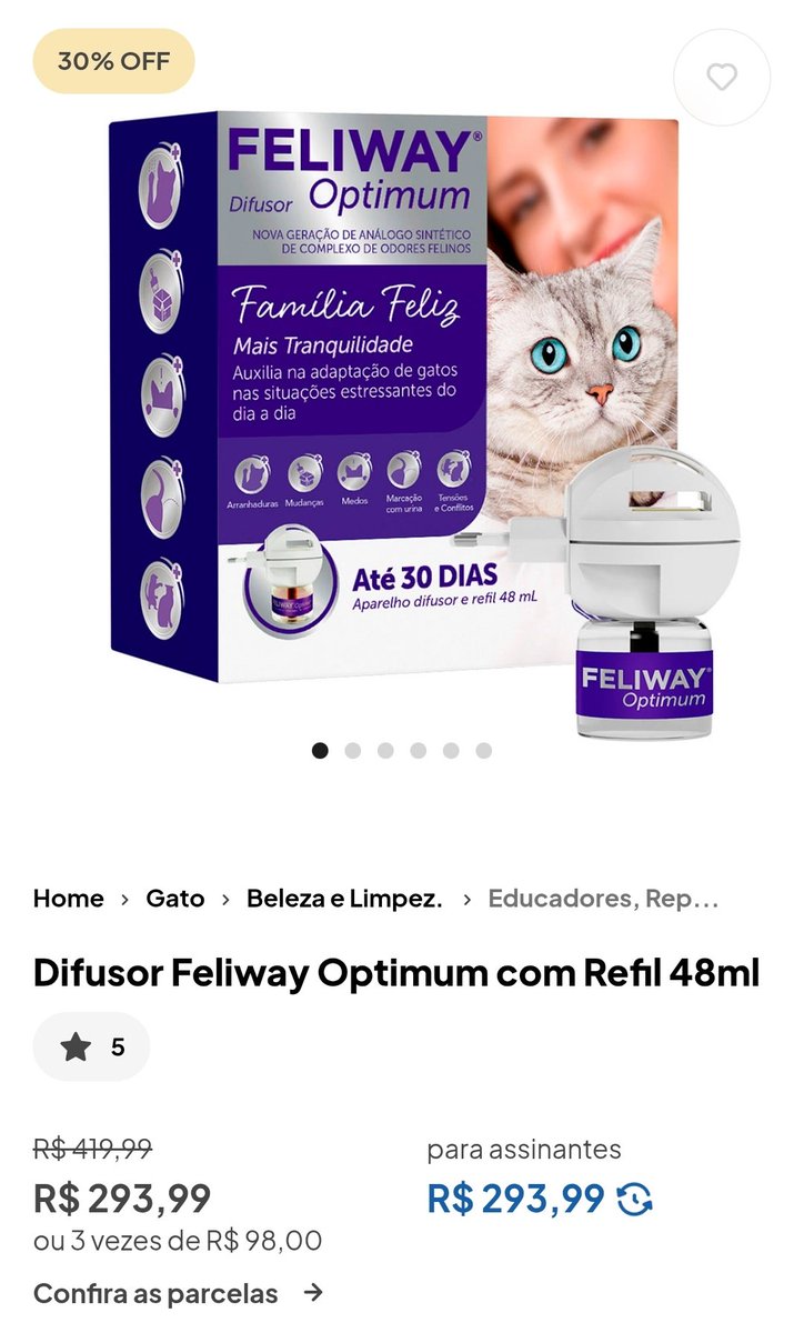 petsconto's tweet photo. Difusor Feliway Optimum com Refil 48ml

✨ 30% de DESCONTO 
✅+5%OFF retirando na loja

🎟️ Use o cupom PETSCONTO

🐾 Vendido e entregue pela PETZ 

🛍️ Clique aqui: https://t.co/PY8VjSPJpv https://t.co/LGoefitija