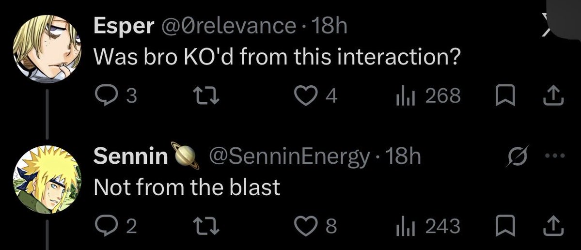 madscaler1's tweet photo. @0relevance @SenninEnergy He literally specifies the blast here, that’s the entire argument. The chakra drain is irrelevant when discussing damage from the blast. Naruto was KO’d from losing chakra, not physical damage. Refusing to admit the blast did no physical damage is just disingenuous. https://t.co/WF82EENag2