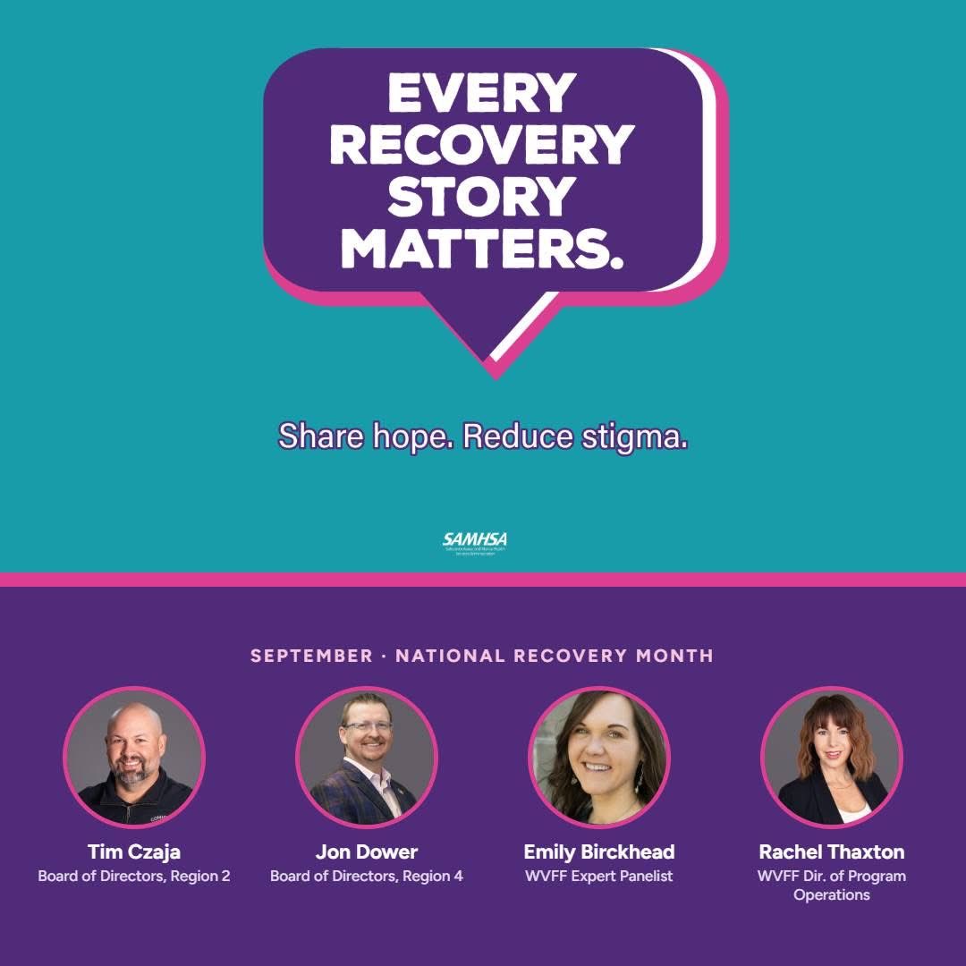 WVFirstHope's tweet photo. As National Recovery Month comes to a close, WVFF is celebrating West Virginians in recovery and the families, friends, professionals and communities who support them along the way.

🔗 Hear from WVFF representatives: https://t.co/BXR7yxxaTS https://t.co/UHSOL7H7Oy