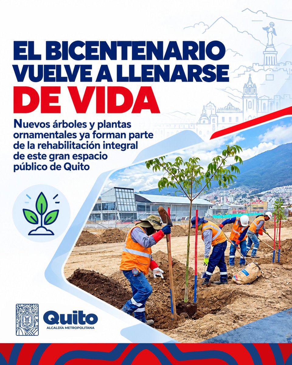 ObrasQuito's tweet photo. 🌳 #ParqueBicentenario  | Vuelve a florecer 🌳

Arrayán, nogal y arupo ya forman parte de los nuevos árboles que plantamos como parte de la rehabilitación y repotenciación integral del #Bicentenario.

Más de 130 mil usuarios mensuales disfrutarán de un parque renovado, con más naturaleza, deporte y espacios para compartir.

Léelo aquí➡️ https://t.co/FAIH4KqzBL