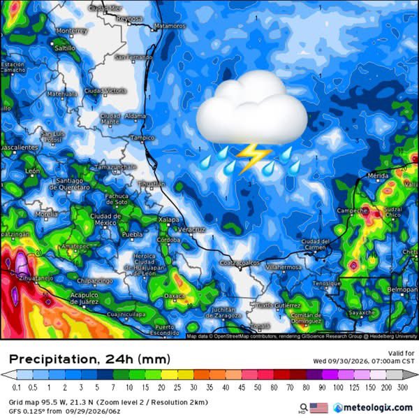 InfoMeteoro's tweet photo. ⚠️PRONÓSTICO MARTES 29/SEP/2026

🚨“Inicia #TemporalLluvioso: hoy se esperan tormentas fuertes en el noroeste, occidente, sureste y Pacífico sur. Próximos días mayor extensión…”

⛈️LLUVIAS/TORMENTA C/GRANIZO⬇️

🔴EVENTOS MÁS INTENSOS🔴
-Son, Sin, Coah, Nay, Zac, Col, Jal, Mich, Gro, Oax, Chis, Camp, Yuc, QRoo

🟡EVENTOS AISLADOS FUERTES
-Chih, BCS, Dgo, NL, Tamps, Nay, Ags, SLP, Gto, Qro, Hgo, EdoMex, CDMX, Mor, Pue, Tlax, Ver, Tab

🌡️AMBIENTE DIURNO☀️
🥵36-40ºC noreste, sureste
😅30-35ºC noroeste, norte, oriente, Pacífico
😅20-30ºC Occidente, Altiplano (Bajío-Valle de Méx)

⚠️🌬️RÁFAGAS DE VIENTO km/h
35-60 en el norte, noreste, centro y zonas de tormenta, sin descartar mayores