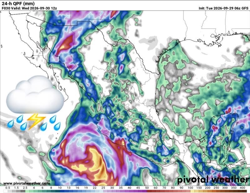InfoMeteoro's tweet photo. ⚠️PRONÓSTICO MARTES 29/SEP/2026

🚨“Inicia #TemporalLluvioso: hoy se esperan tormentas fuertes en el noroeste, occidente, sureste y Pacífico sur. Próximos días mayor extensión…”

⛈️LLUVIAS/TORMENTA C/GRANIZO⬇️

🔴EVENTOS MÁS INTENSOS🔴
-Son, Sin, Coah, Nay, Zac, Col, Jal, Mich, Gro, Oax, Chis, Camp, Yuc, QRoo

🟡EVENTOS AISLADOS FUERTES
-Chih, BCS, Dgo, NL, Tamps, Nay, Ags, SLP, Gto, Qro, Hgo, EdoMex, CDMX, Mor, Pue, Tlax, Ver, Tab

🌡️AMBIENTE DIURNO☀️
🥵36-40ºC noreste, sureste
😅30-35ºC noroeste, norte, oriente, Pacífico
😅20-30ºC Occidente, Altiplano (Bajío-Valle de Méx)

⚠️🌬️RÁFAGAS DE VIENTO km/h
35-60 en el norte, noreste, centro y zonas de tormenta, sin descartar mayores