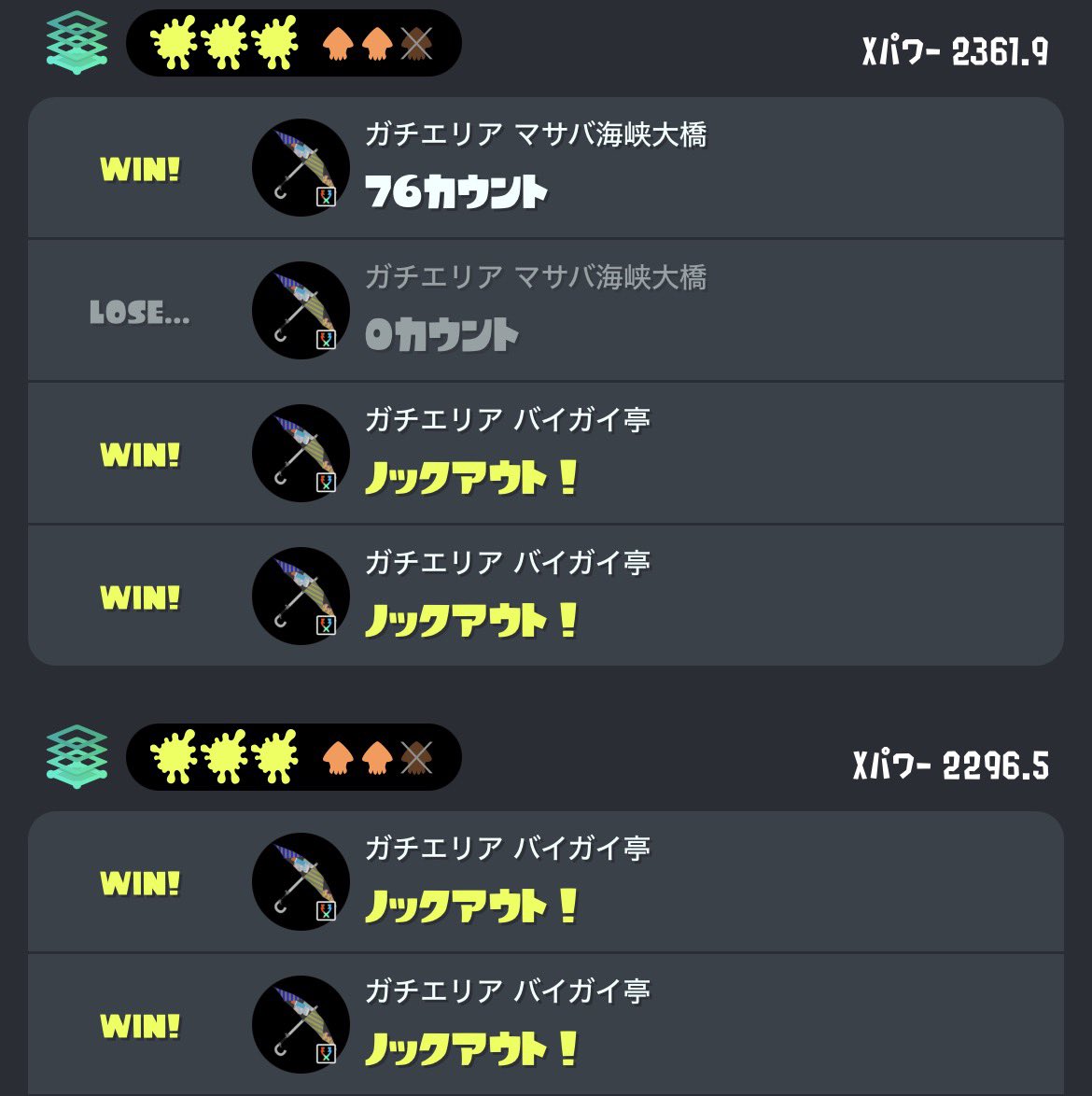 ekurea_002's tweet photo. 久々にXマッチ、スパガ繚強すぎ(味方感謝感謝🙏) https://t.co/JLFCc0H5sc