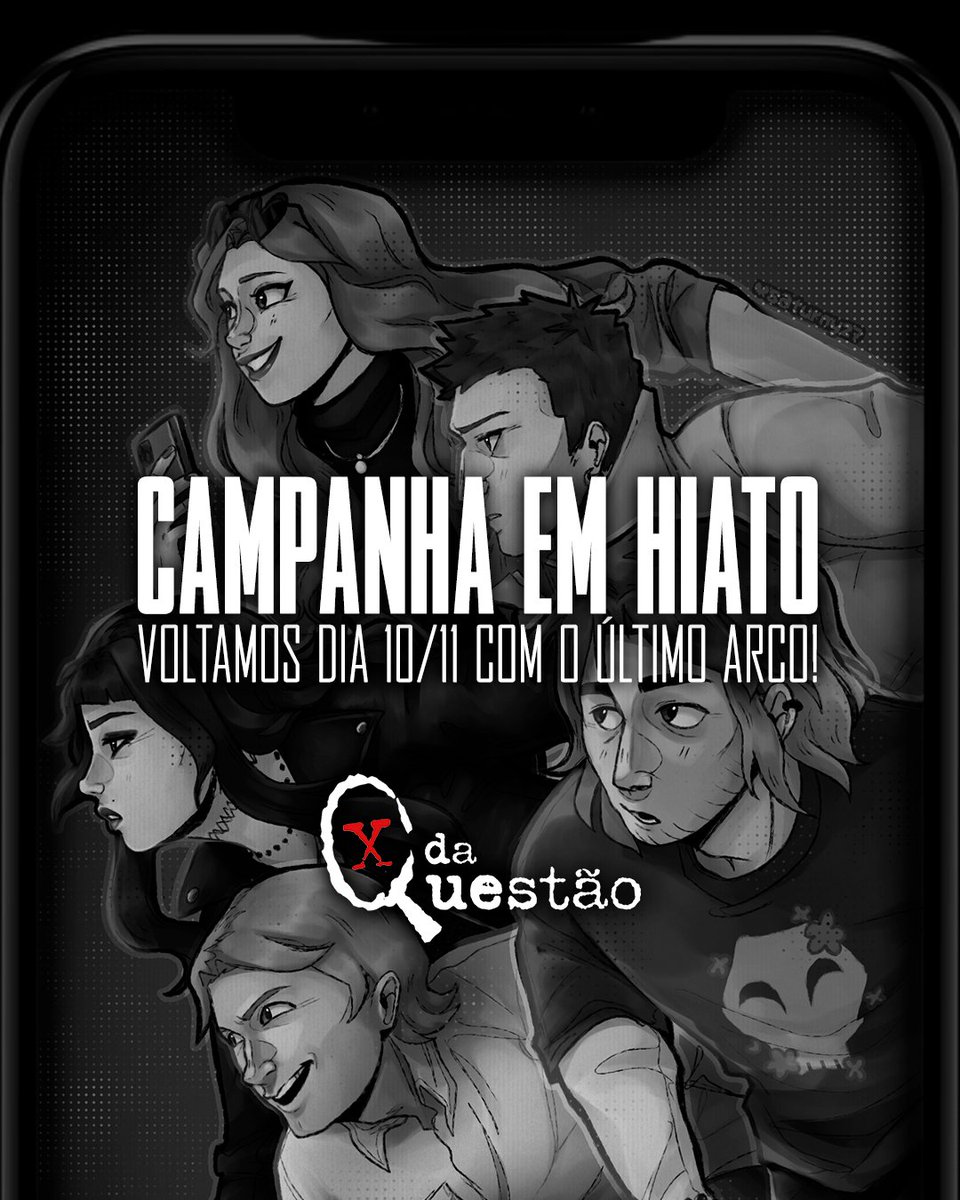 aprendarpg's tweet photo. CAMPANHA EM HIATO! ⚠️

#XdaQuestãoRPG vai ter uma pausa e retorna dia 10/11 para o seu último arco de história

Aproveitem essa reta final para colocar os episódios em dia e se preparar para o grande final!

Arte por @saturny27 https://t.co/VsiJwj9QdD