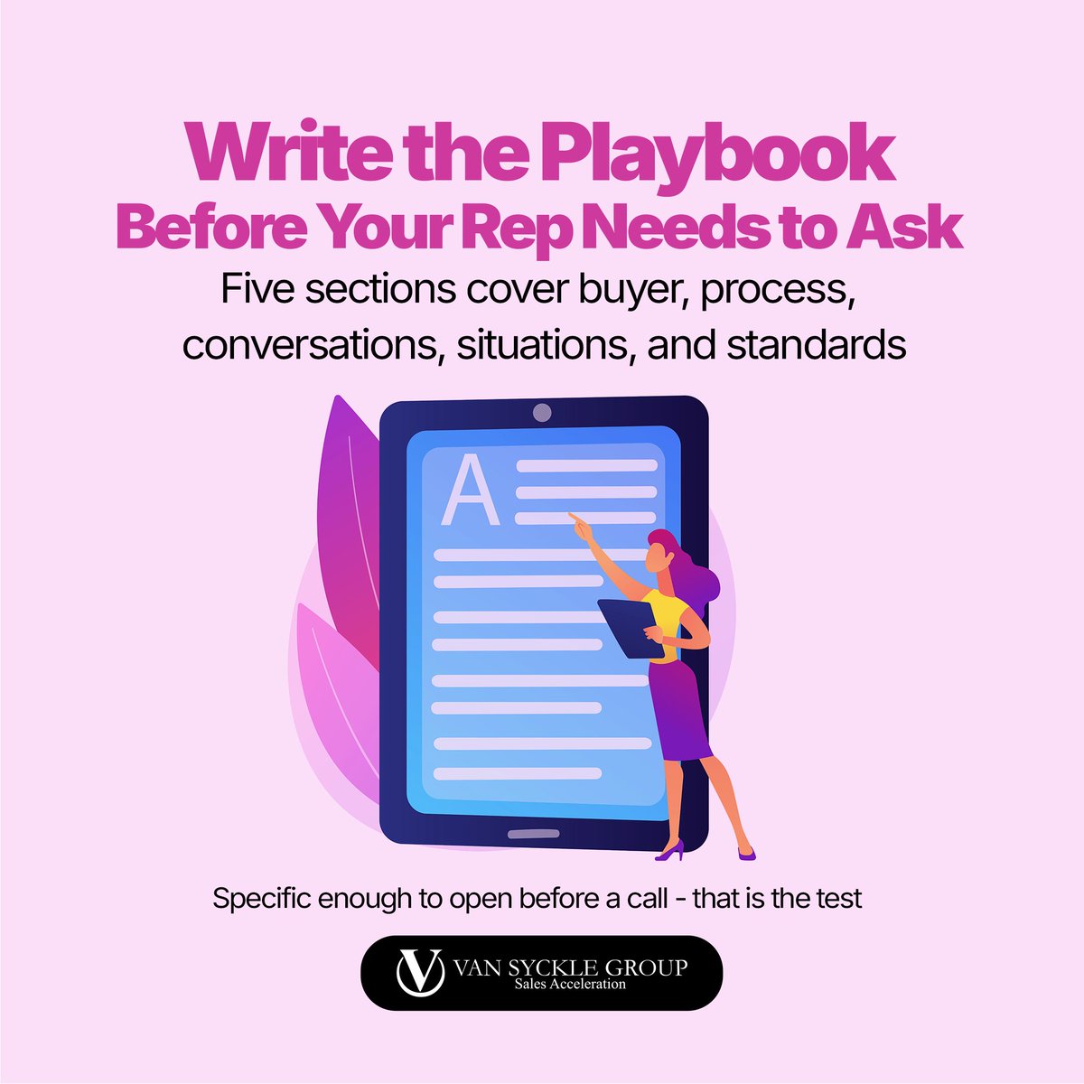 OwenVanSyckle's tweet photo. 🎯 Sales playbook - 5 sections:
Who you sell to
How the process works
What each conversation looks like
How to handle common situations
What good looks like
Open it before a call. That is the test.
https://t.co/4rgdePNBA7
#SalesProcess #FounderLedSales https://t.co/BVsUsoTUdQ