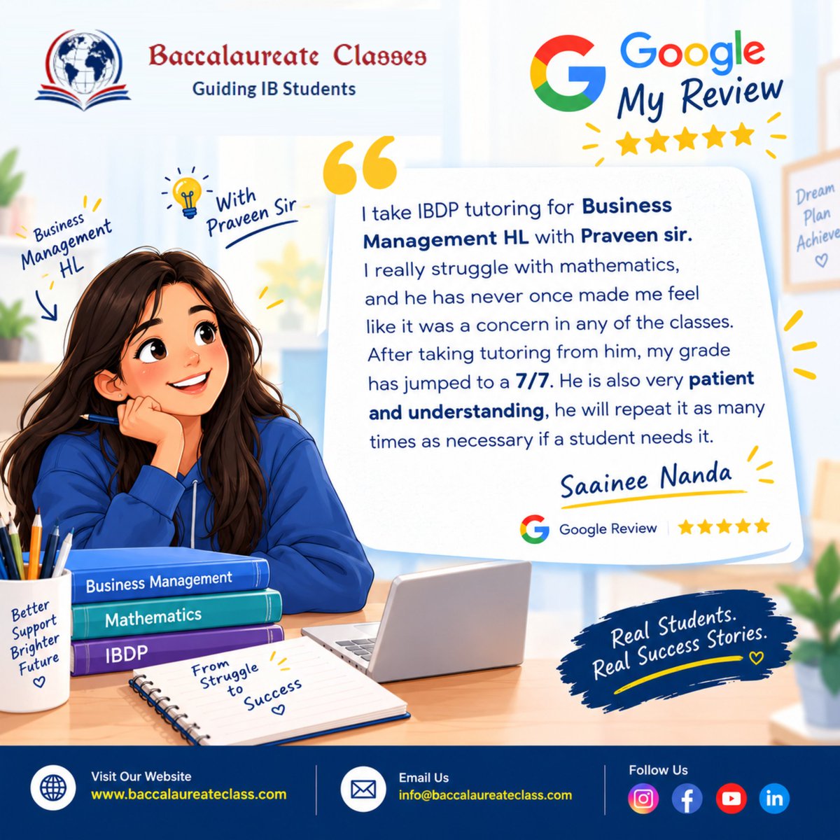 bclasses4ib's tweet photo. ⭐ Real Student. Real Progress.
From struggling with Maths to achieving 7/7 in IB Business Management HL — personalised guidance can make a difference. 🎓🚀
#BaccalaureateClasses #IBBusinessManagement #IBBM #IBDP #IBTutoring #IBStudents https://t.co/tf2wXv0Dug