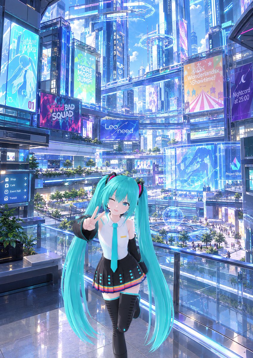 Danieru_01x1xw's tweet photo. Earlier, Miku-chan, my child, and I visited PJSK City for the 51st time. I had a meeting on Mizuiro-Games for tomorrow's 6th Anniversary of Project Sekai.
Of course, we had free time to look around and take a pictures.
#IMH #PJSKCity #PJSK #初音ミク #Fictosexuality https://t.co/GKAJPcKCsZ
