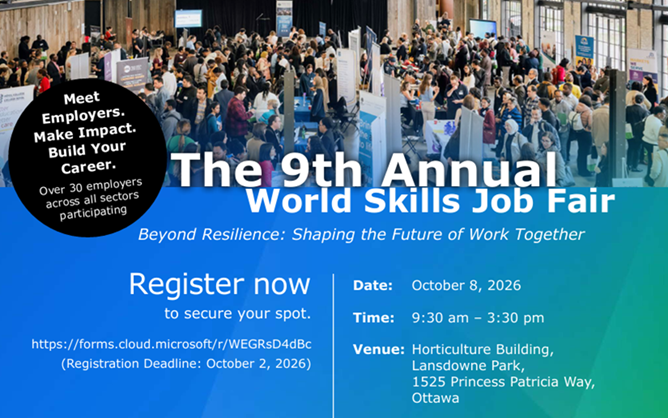OCLF_FECO's tweet photo. 📢 From our partner: 9th Annual World Skills Job Fair + Client Registration Now Open
📅 Thursday, October 8, 2026
🕙 9:30 AM – 3:30 PM
📍 Horticulture Building, Lansdowne Park, Ottawa
https://t.co/AE3zhs2nQF https://t.co/VDAMN56cgO