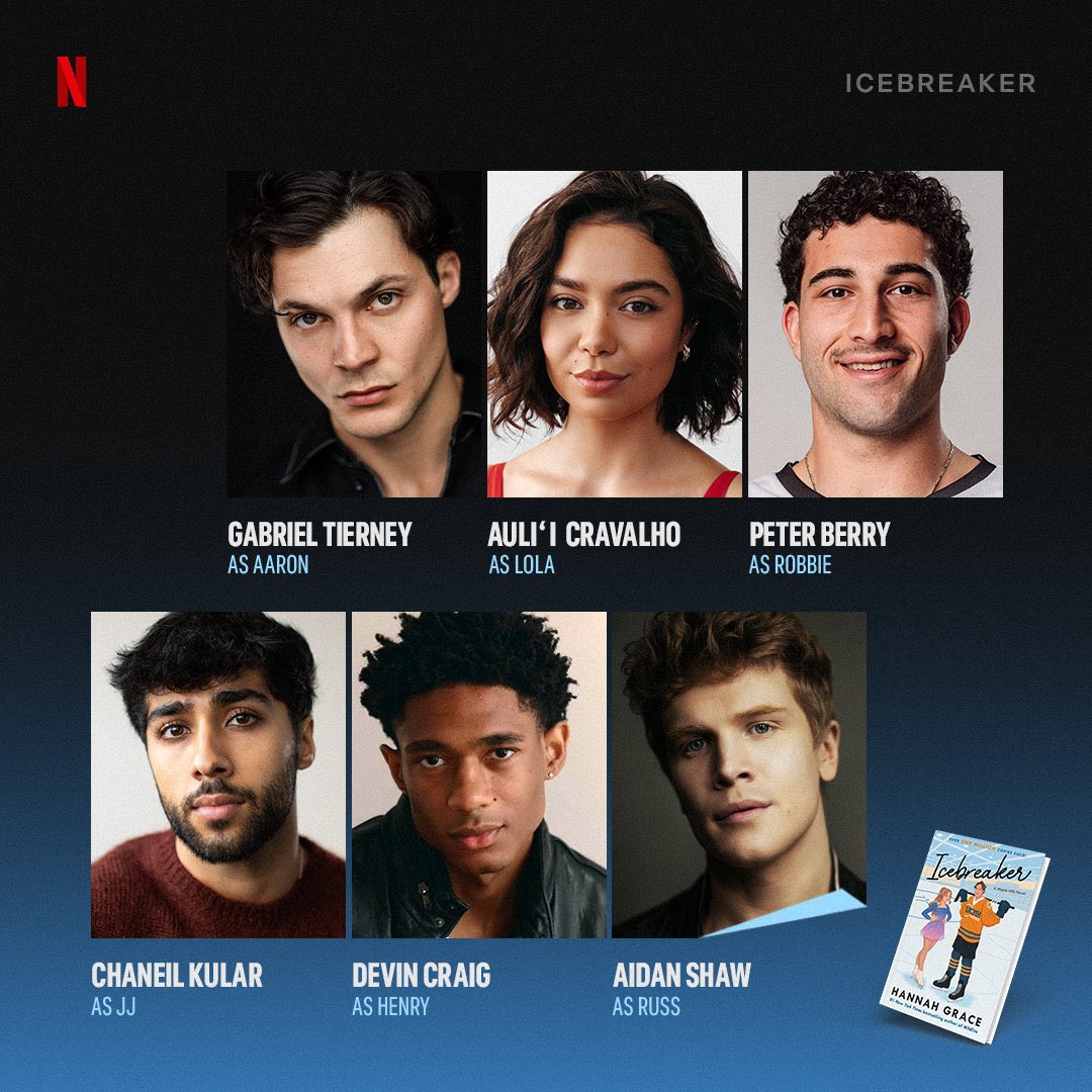 FilmUpdates's tweet photo. Netflix has announced the remaining cast members joining Daisy Jelley and Connor Simos in the upcoming series adaptation of ‘ICEBREAKER’:

• Gabriel Tierney
• Auliʻi Cravalho
• Peter Berry
• Chaneil Kular
• Devin Craig
• Aidan Shaw https://t.co/Ja3Y0trJ3o