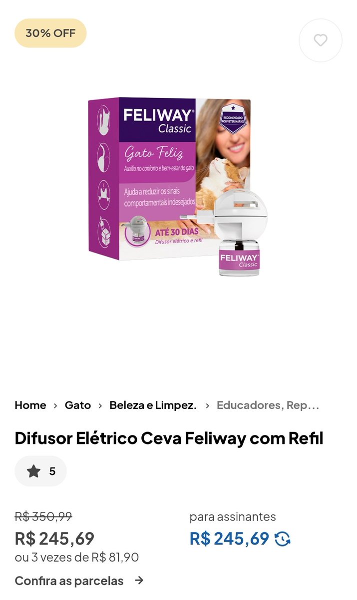 petsconto's tweet photo. Difusor Elétrico Ceva Feliway com Refil

✨ 30% de DESCONTO 
✅+5%OFF retirando na loja

🎟️ Use o cupom PETSCONTO

🐾 Vendido e entregue pela PETZ 

🛍️ Clique aqui: https://t.co/HicRHvlmbR https://t.co/TiCpko46Aq