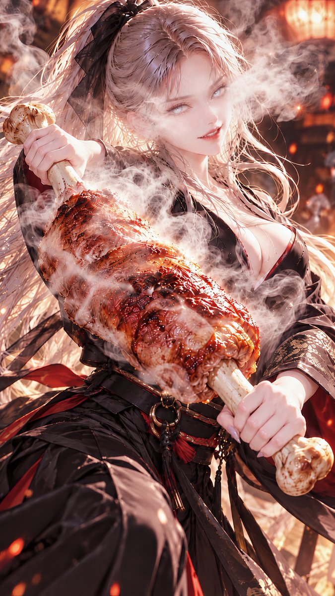 wahuugasuki's tweet photo. 肉の日だよー🍖
強くなりたくば、食らえって
誰か言ってたよね？

#AI美女 #AIart https://t.co/Yny68Gk9PS