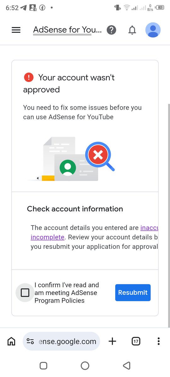 ray00xu's tweet photo. My adsense keeps being rejected, this is my first time on YouTube and I don't have any other adsense and my details are correct. @TeamYouTube  pls help me https://t.co/TlI7c1AqEN
