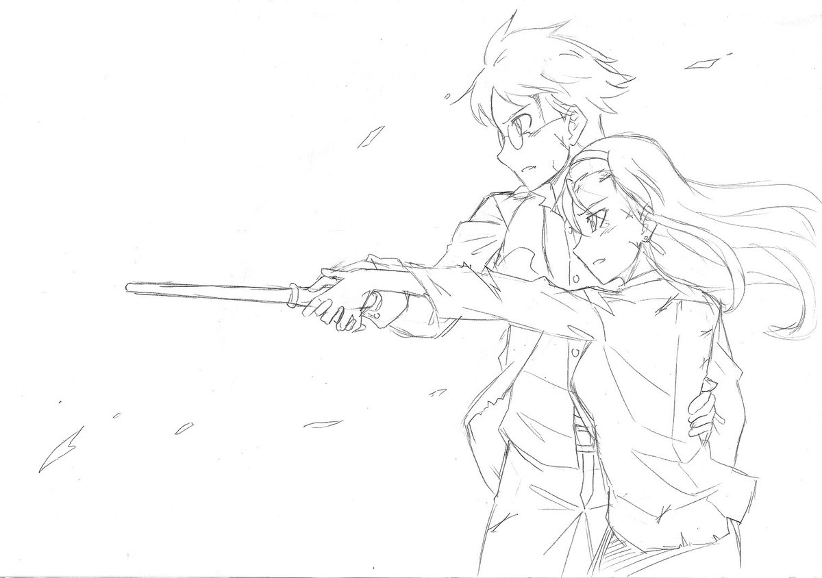 lee2782's tweet photo. 最近欧米でバズった女の子マルフォイ(Fem Malfoy/Malfoid)概念、
実は以前めっちゃハマったので、
まだＸを始まる前に創作した過去の作品を掘り出した。

例えばこちらは協力してヴォルデモートを倒す二人の絵となります。 https://t.co/gW0HID8kJY