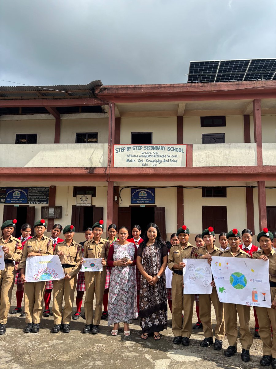GpShillong's tweet photo. To inculcate correct practices amongst youth and spread awareness about the dangers of narcotic substance abuse.#Nasha Mukt Bharat Rally was
conducted by STEP BY STEP SECONDARY SCHOOL of 42 Meghalaya Battalion, Wapung East Jaintia Hills, Meghalaya on 29 September 2026. @nccner https://t.co/8mfeJQODvJ