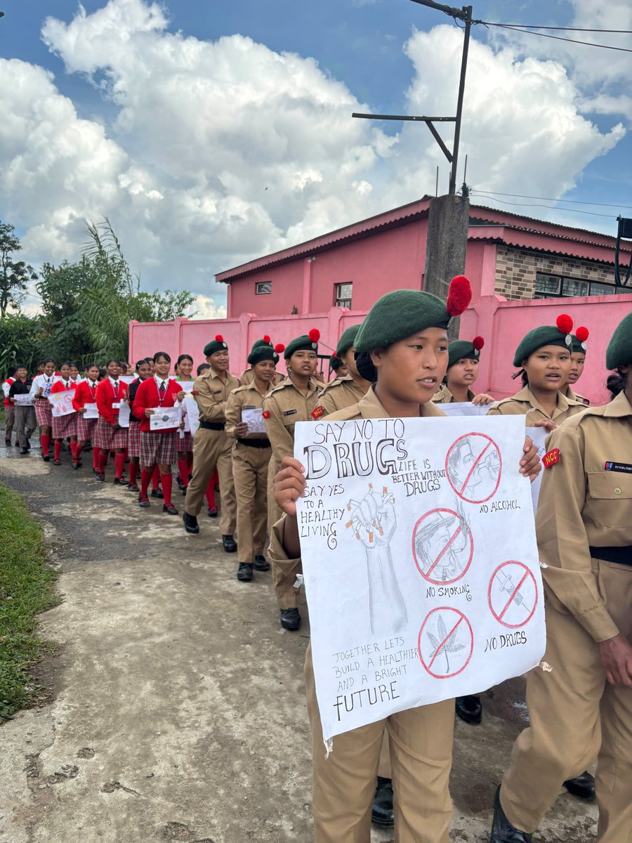 GpShillong's tweet photo. To inculcate correct practices amongst youth and spread awareness about the dangers of narcotic substance abuse.#Nasha Mukt Bharat Rally was
conducted by STEP BY STEP SECONDARY SCHOOL of 42 Meghalaya Battalion, Wapung East Jaintia Hills, Meghalaya on 29 September 2026. @nccner https://t.co/8mfeJQODvJ