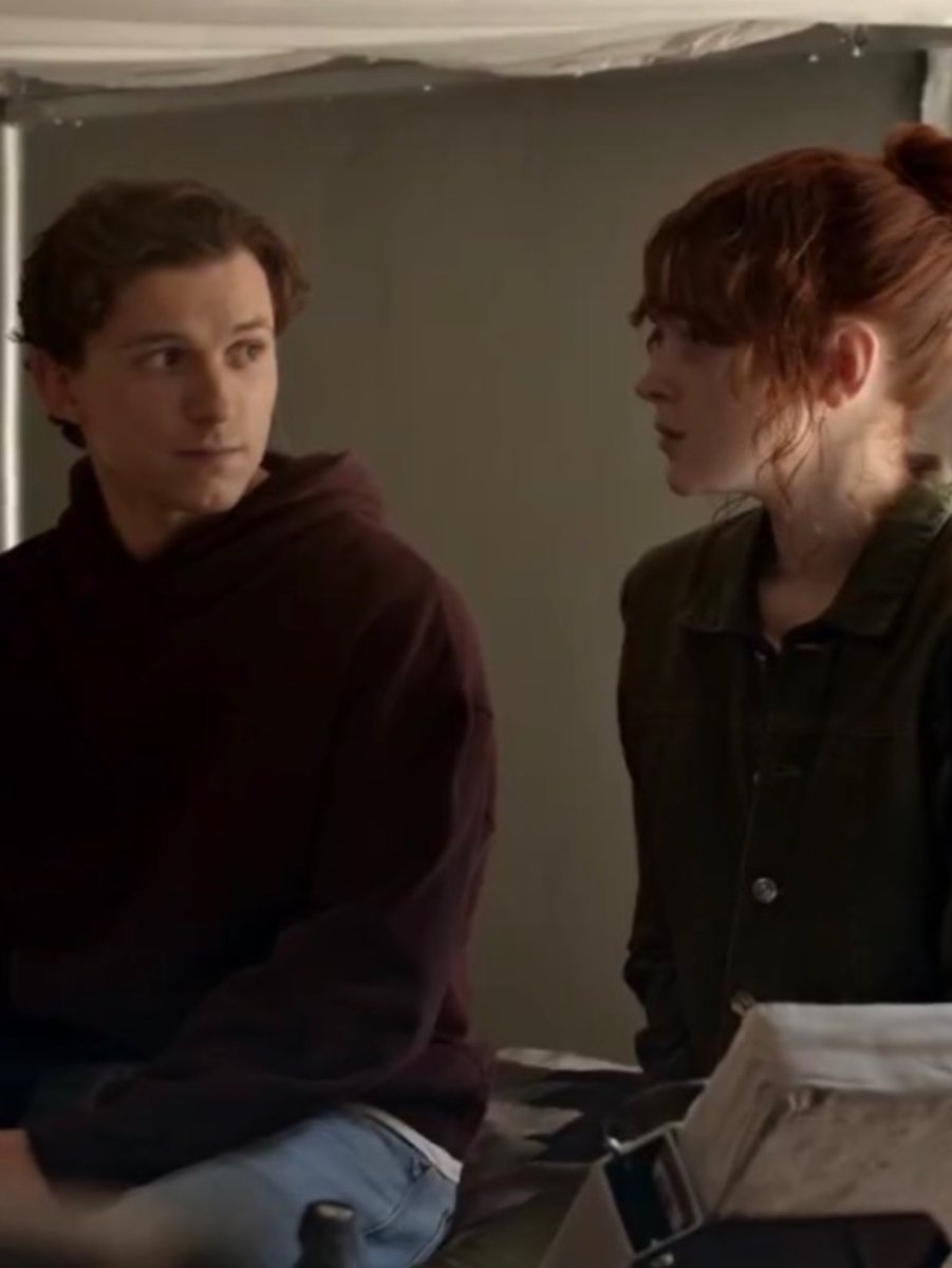 CaringtonPapers's tweet photo. Tom Holland and Sadie Sink behind the scenes for their one-on-one scene in ‘Spider-Man: Brand New Day’. https://t.co/e7g1WzLw8K