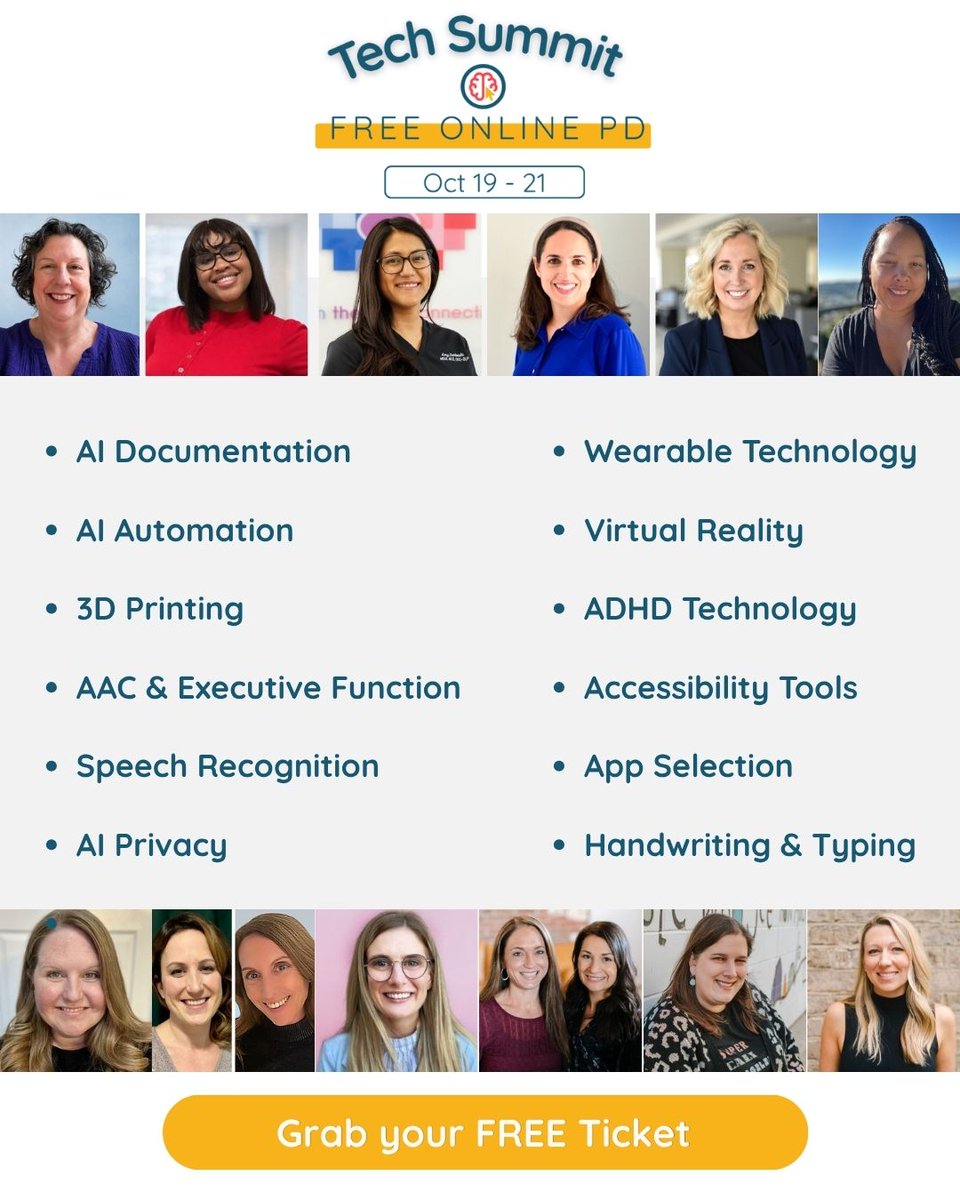 BridgingApps's tweet photo. 🎤 BridgingApps Program Manager Amy Fuchs is presenting at Tech Summit 2026!

Join her session, “Choosing Apps That Make a Difference,” during this free virtual event for pediatric OTs, PTs &amp; SLPs.

🗓️ Oct. 19–21
➡️ Register free: https://t.co/OA1MVnyqEe https://t.co/CtvQNx0JMH