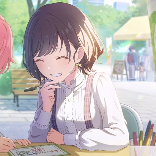 mimikyuno's tweet photo. today’s mizuena crumbs: her outfit is soo mizukicore in the untrained and she even has wavy hair like mizuki and in the trained card there’s an open carton of ice tea which is what mizuki usually buys from the school’s vending machine so basically. wives are merging, https://t.co/rnecdHSwzt