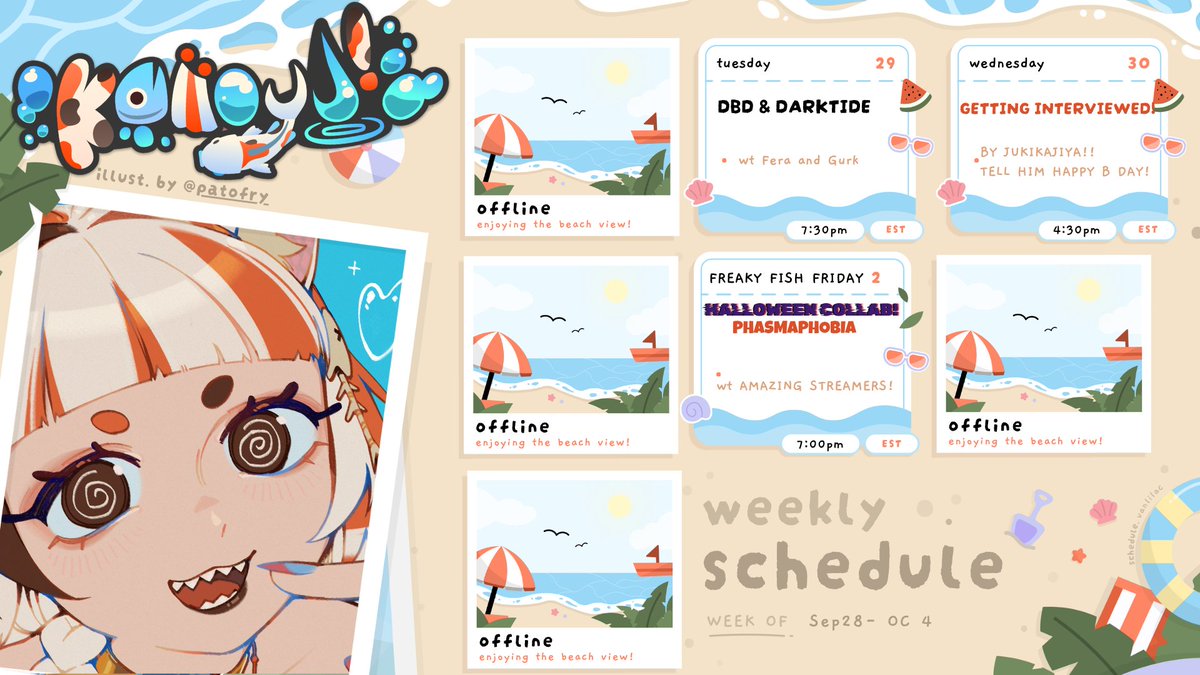 koiiouji's tweet photo. SCHEDULE FOR THIS WEEK!! I'M EXCITED!! https://t.co/CphcrODI3a