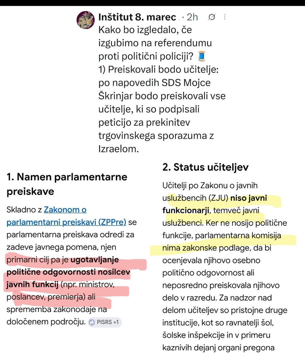 brutus91101394's tweet photo. I8m to ni res. Govorite nonsens. Parlamentarna preiskava ugotavlja politično odgovornost nosilcev javnih funcij. Učitelji NISO nosilci javnih funkcij in kot taki nimajo nobene politične odgovornosti, katero bi parlamentarna preiskava sploh lahko preiskovala. https://t.co/vxqnncWJbG