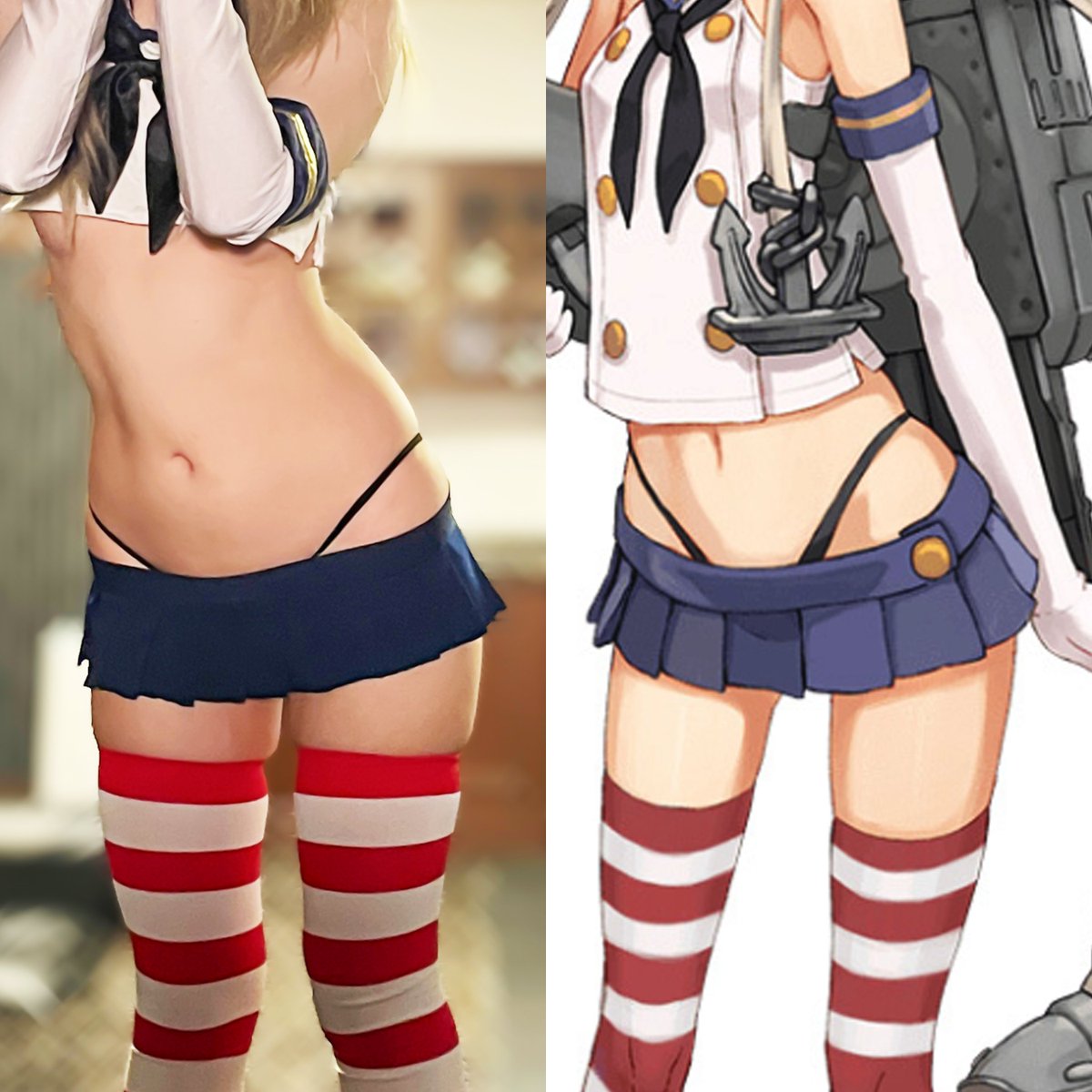 love_kcal's tweet photo. 島風コスをまたカスタムしたんだけど、これはなかなか原作準拠のスカート丈では？？？（上は気にするな） https://t.co/j82EwoQYFg