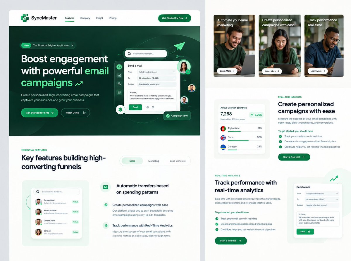 dorisc1q2's tweet photo. Smart design for smarter email marketing. 🚀📧

A modern SaaS landing page focused on engagement, automation, personalized campaigns, and real-time analytics.

#WebDesign #UIDesign #SaaS #EmailMarketing #UXDesign #WebDeveloper https://t.co/ydleLSre8A